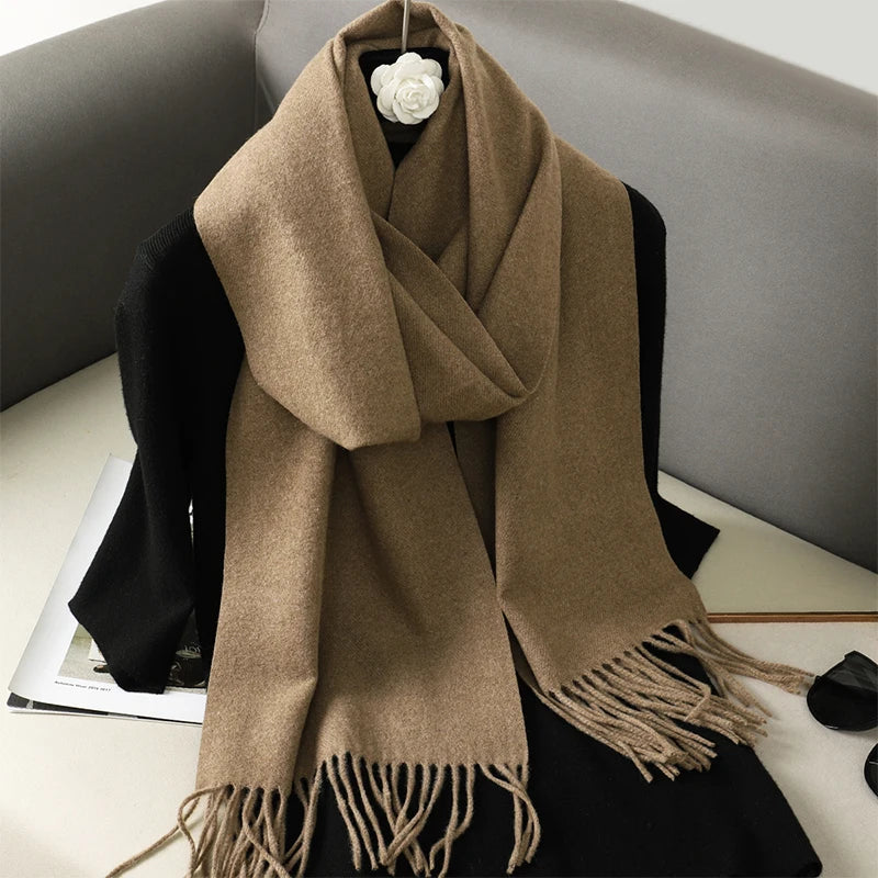 Bunte Winter Schals für Damen | Langer Kaschmir-Optik Wärmeschal | Einfarbig Hijab, Umschlagtuch & Pashmina Kopftuch Kaufschwan®