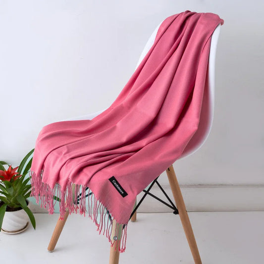 SALE - Damen Pashmina Schal | Weich wie Kaschmir | Schal, Reise- & Büro-Accessoire Kaufschwan® Dunkelpink 70x200CM