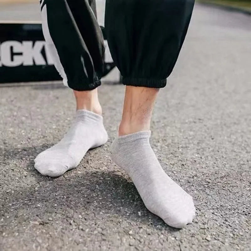 5 Paare Herren Schwarze Bootssocken | Einfarbig Atmungsaktiv Bequem Hochwertige Knöchelsocken Kaufschwan®