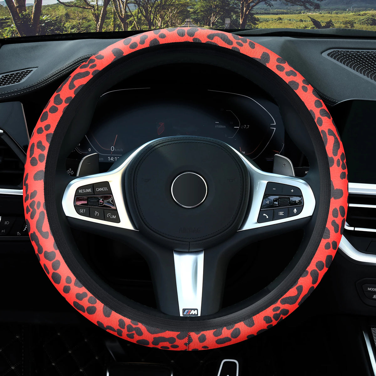 Lenkradbezug mit Leopardenmuster – Atmungsaktive Rutschhemmende Ringlose Lenkradabdeckung fürs Auto Kaufschwan®