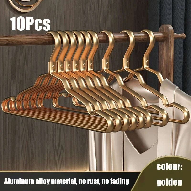 Metall Kleiderbügel – Robuste Glatte Kleiderbügel für Hemden, Mäntel und Hosen Kaufschwan® 10 Stück - Gold