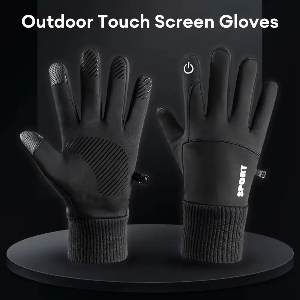 Winter Fahrrad- & Autofahrer-Handschuhe – Herren Touchscreen Handschuhe | Warme Samtfutter Handschuhe mit Anti-Rutsch für Motorrad, Wandern & Klettern Kaufschwan®