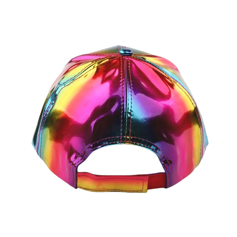 Unisex PU Rainbow Farbwechsel Baseballkappe | Fashion Erwachsenen Laser Hip Hop Kappe | Outdoor Freizeit Snapback Glänzende Party Kappe Kaufschwan®