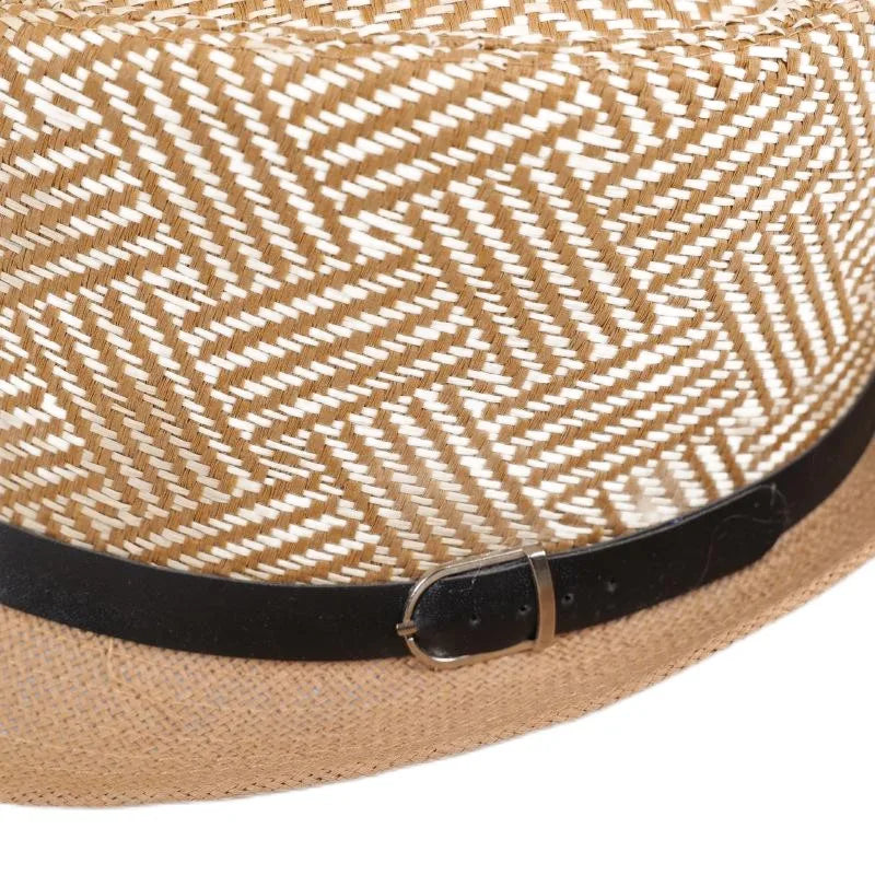 Retro Sonnenhut – Britischer Top Hat Stil, Geometrischer Strohhut mit Gürtel, Unisex Strand & Partner Fedoras Kaufschwan®