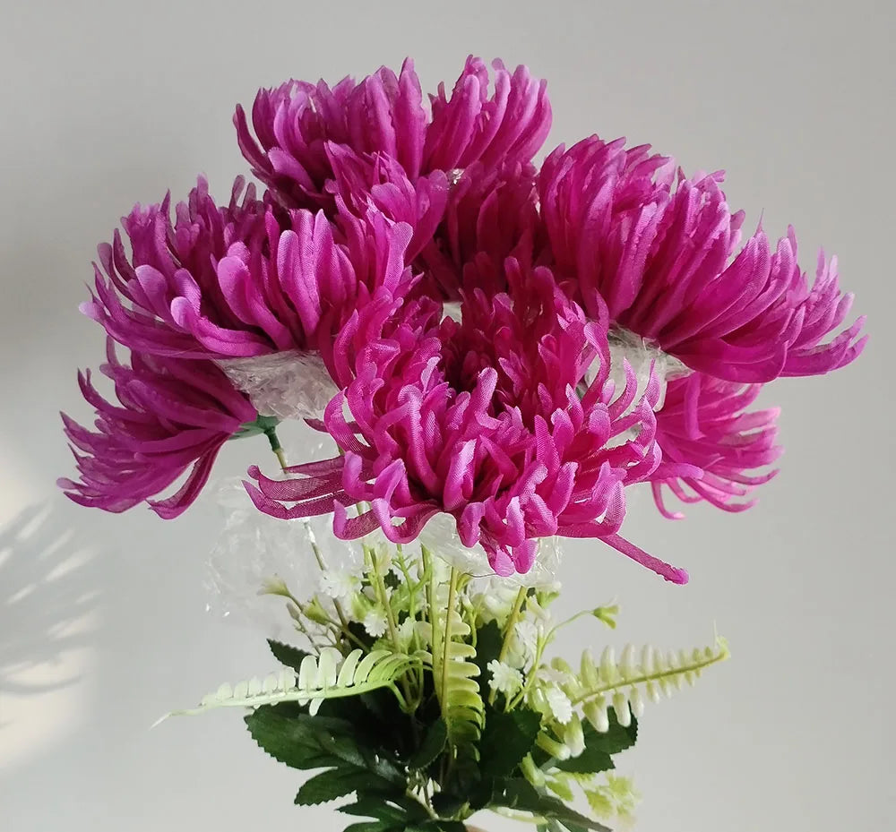 Künstlicher Chrysanthemenstrauß – 7-Köpfige Seidenblumen für Hochzeit, Tisch, Zuhause & Party Dekoration | Elegante Kunstblumen Arrangements Kaufschwan® Lila