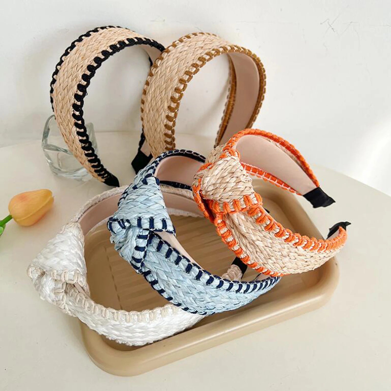 Strohgeflochtener Haarreif – Modischer Sommer-Turban-Haarreifen für Damen | Leichtes Haaraccessoire für Erwachsene Kaufschwan®