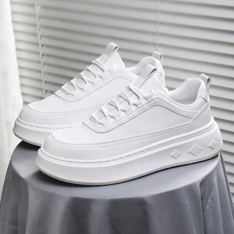 Modische Weiße Herren Sneaker – Plattform Sportschuhe für Outdoor Running | Atmungsaktive Leichte Laufschuhe mit Höheneffekt Kaufschwan®