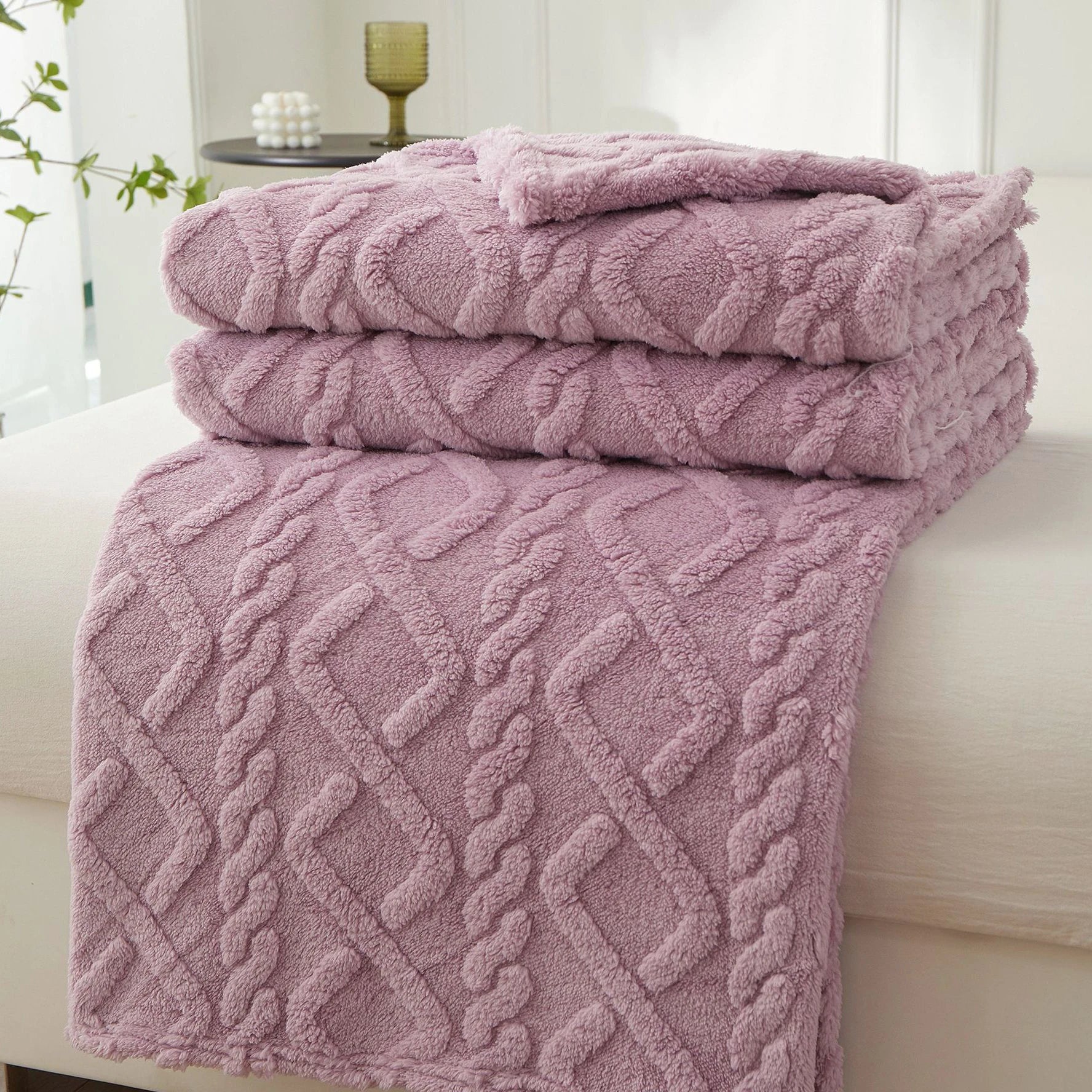 Sherpa Decke – Weicher, dicker und warmer Fleece Überwurf für Zuhause, Sofa, Neugeborene, Kinderbettwäsche & Reise Kaufschwan® Lila 150x200cm
