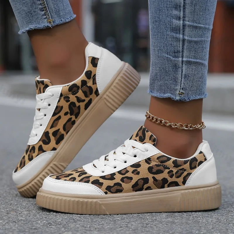 Frühling Damen Sneaker mit Leopardenmuster – Retro Chunky Casual Schuhe | Bequemes Flach-Design & Vielseitige Mode Kaufschwan®
