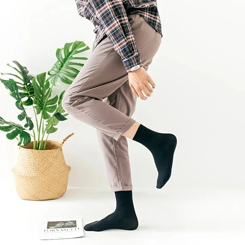 5 Paare Herren Baumwoll-Atmungsaktive Schweißabsorbierende Kurzsocken | Einfarbige Wadenlange Sport- & Business-Socken Kaufschwan®