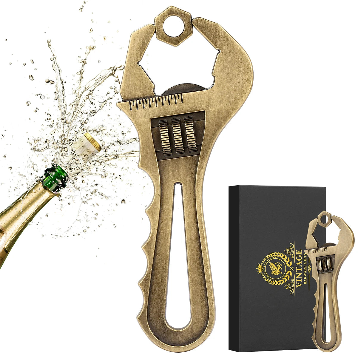 Schraubenschlüssel Flaschenöffner – Metall Werkzeug Design Geschenk für Ingenieure Kaufschwan® Bronze mit Box