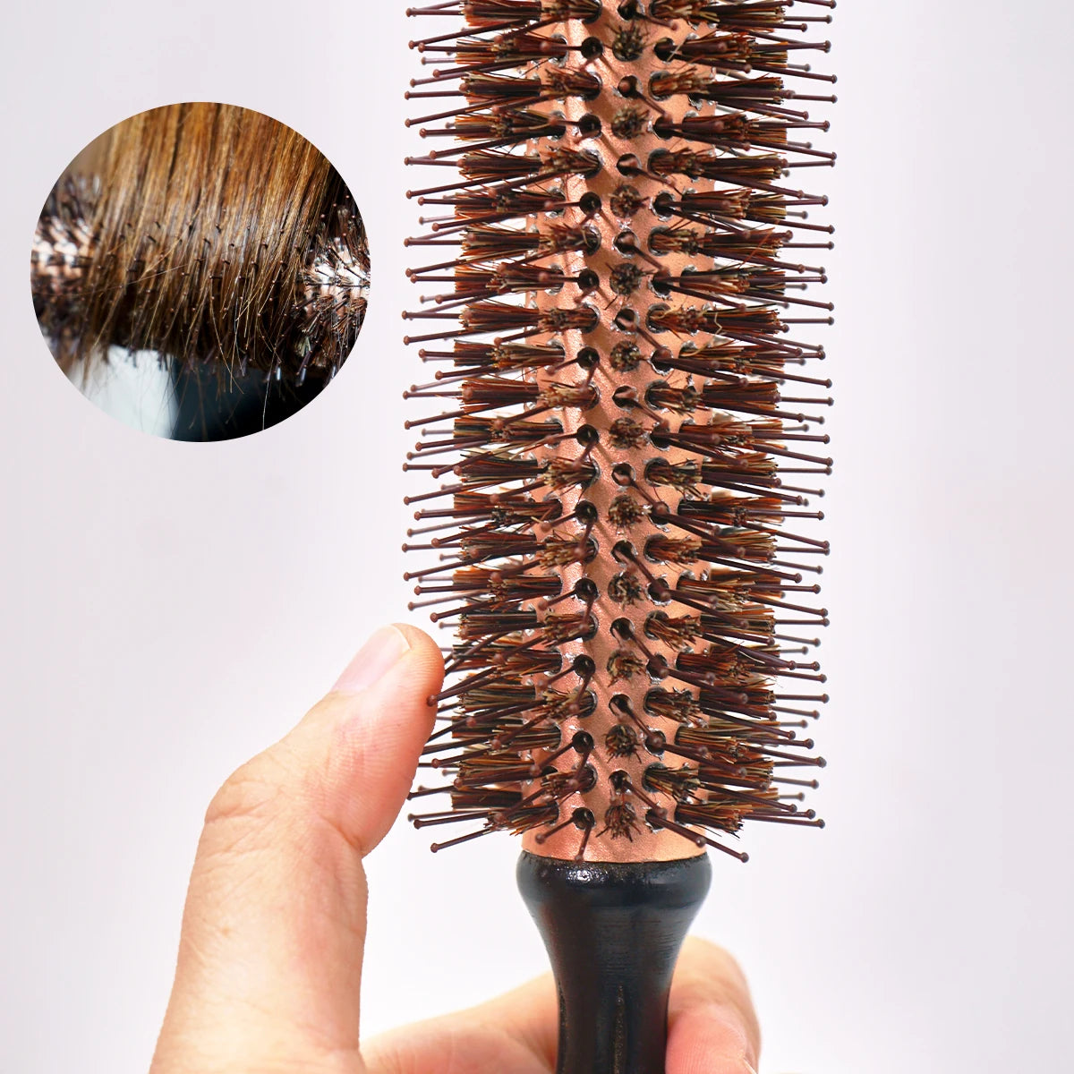Rundbürste mit Holzgriff – Professionelle Antistatische Haarbürste | Locken- & Toupierbürste für Friseure
