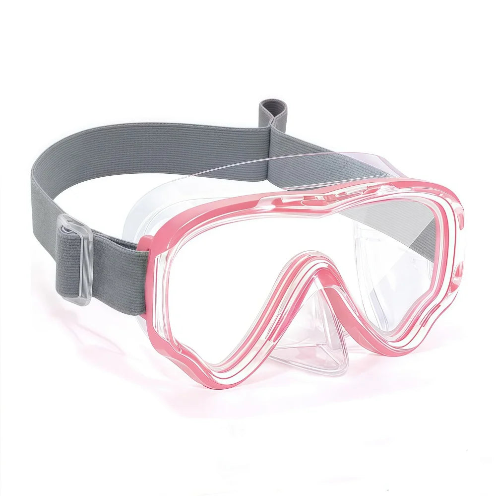 Kinder Schwimmbrille mit Nasenschutz | Elastischer Riemen | Anti-Beschlag & Bruchsichere Gläser | Tauchmaske für Kinder 3–14 Jahre Kaufschwan® Rosa