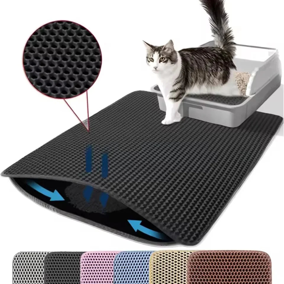 Wasserdichte Doppellagige Katzenstreumatte für Katze – Rutschhemmende Waschbare Matte für Katzentoilette Kaufschwan®