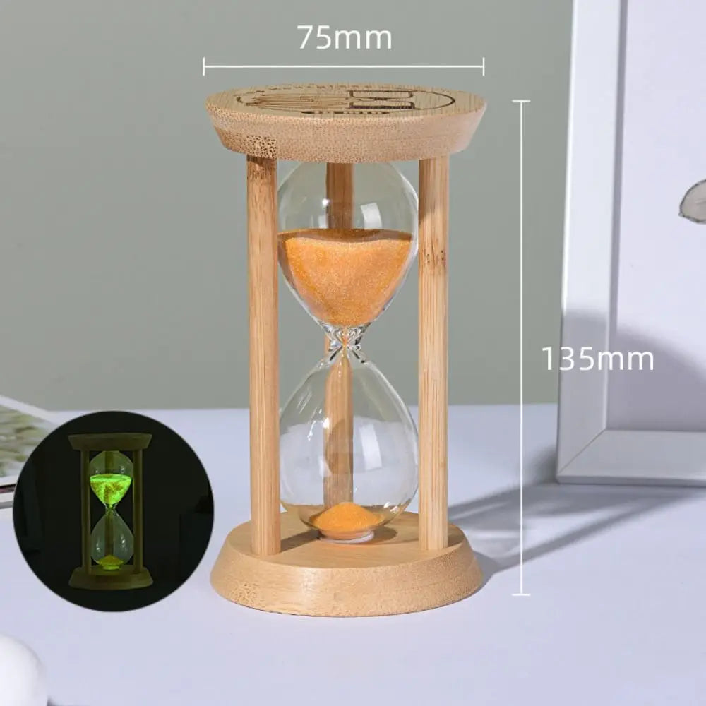 Bambus Leuchtende Sanduhr – Kreativer Fluoreszierender Glas Timer mit Naturrahmen