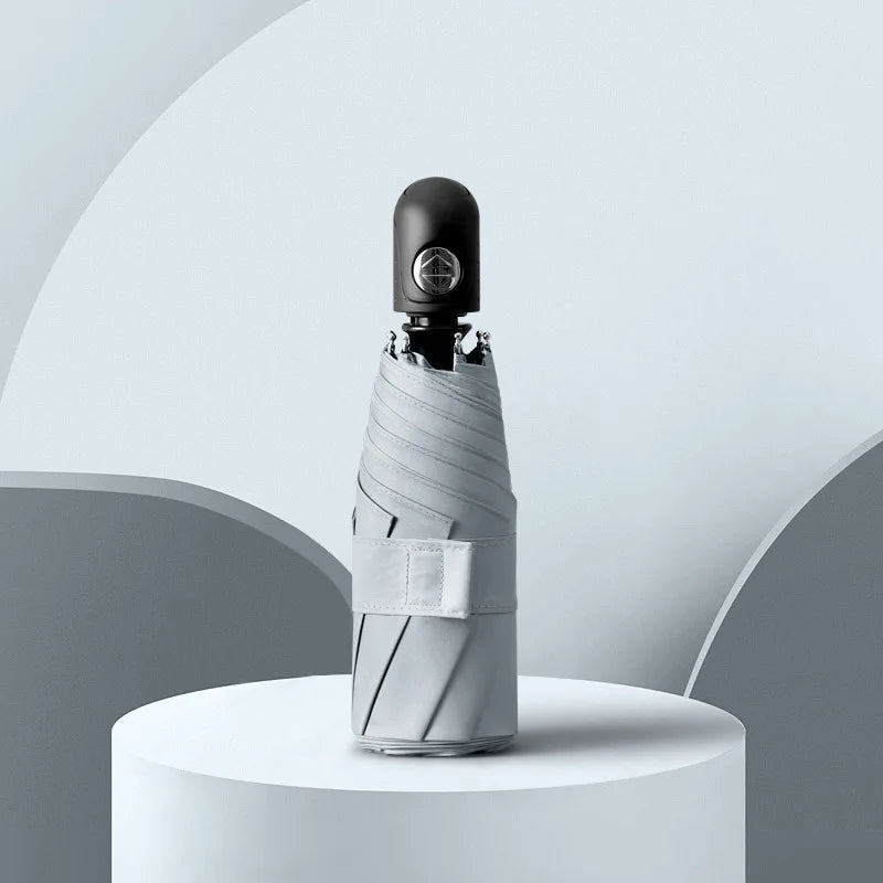 Mini Vollautomatischer Schirm – UV-beständiger Vinyl-Sonnenschutz 5-Fach Faltbarer Tragbarer Reise-Regenschirm für Sonne & Regen