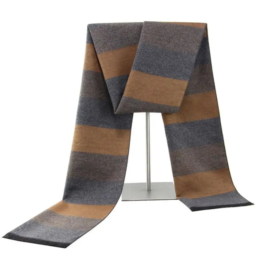 Winterschal für Herren | Karo Streifen & Paisley Jacquard | Beidseitiger Kaschmir-Imitat Halswärmer – Warm & Winddicht