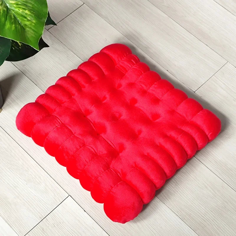 Keksförmiges Kissen | Plüschiges Flauschiges Stuhlkissen | Maschinenwaschbar | Studentenkissen | Wohnzimmerdekoration Kaufschwan® Quadratisch Rot 40x40cm