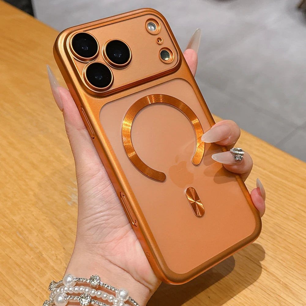 Hochwertige Matte Durchscheinende MagSafe-Hülle für iPhone 18 Pro & iPhone 18 Pro Max – Magnetische Schutzhülle für Kabelloses Laden Kaufschwan® Orange iPhone 18 Pro