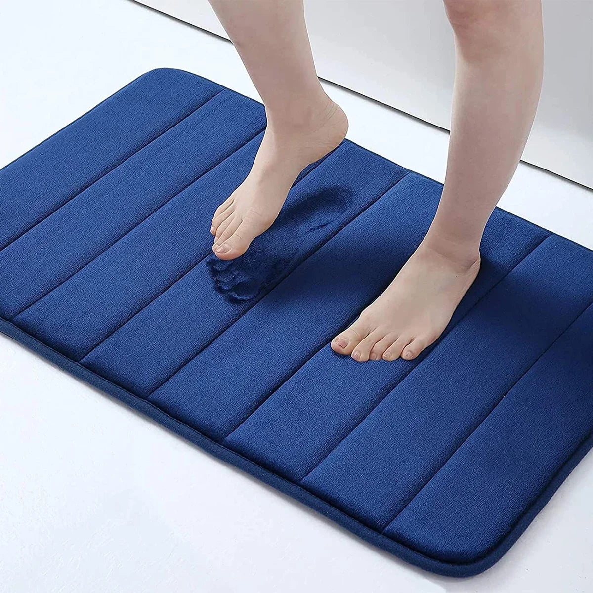 Superabsorbierende Memory-Schaum Badematte – Weicher Badezimmerteppich für Toilette, Dusche, Schlafzimmer oder Boden Kaufschwan® Dunkelblau 40x60cm