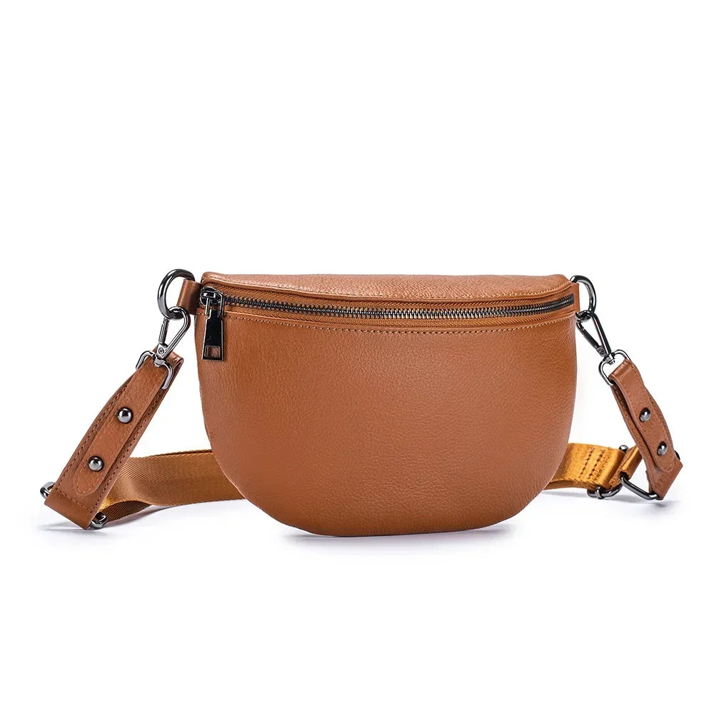 Echtleder Kleine Brusttasche für Damen – First-Layer Rindsleder Handy Tasche, Schulter- & Crossbody Handtasche Kaufschwan® Dunkelbraun