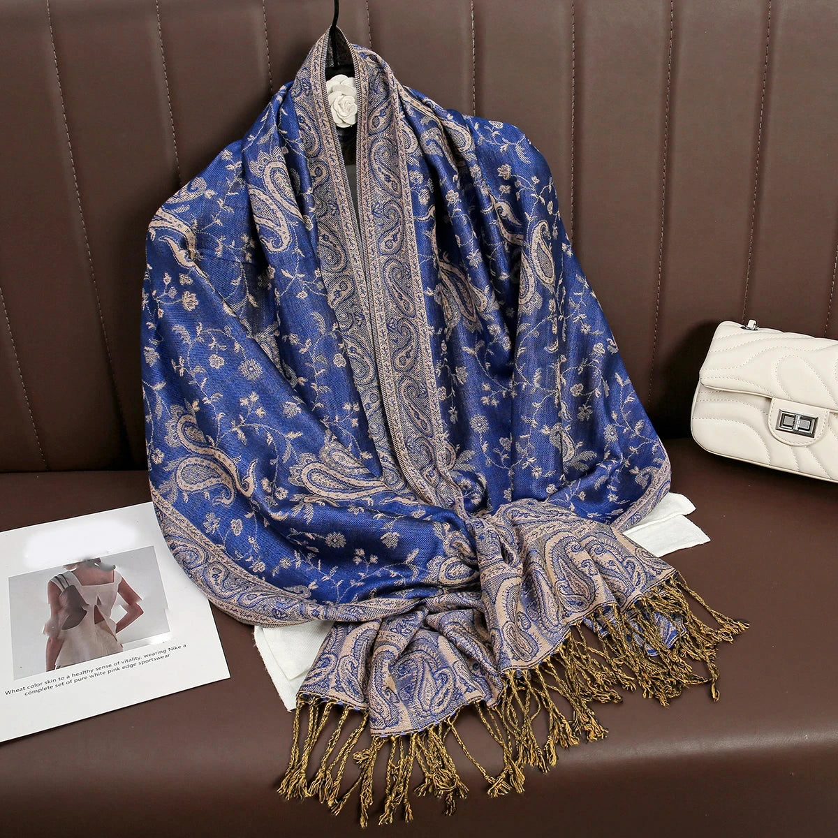 Pashmina Hijab Schal – Damen Langer Kaschmir Schal | Luxus Weicher Foulard, Turban & Muslimisches Kopftuch Kaufschwan® Blau