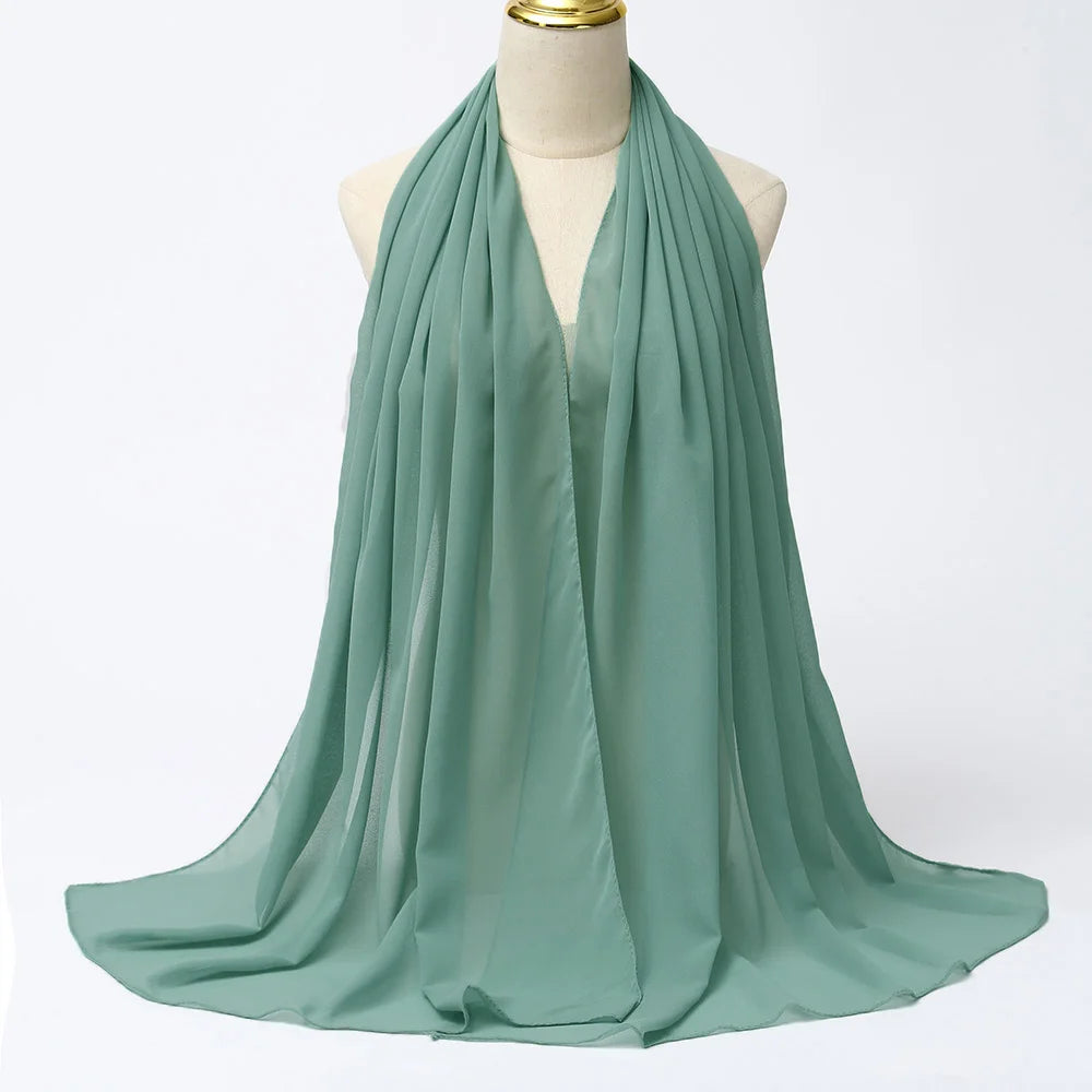 Muslimischer Chiffon Hijab Schal – Damen Langer Einfarbiger Kopf Schal | Eleganter Jersey Schleier & Modisches Umschlagtuch