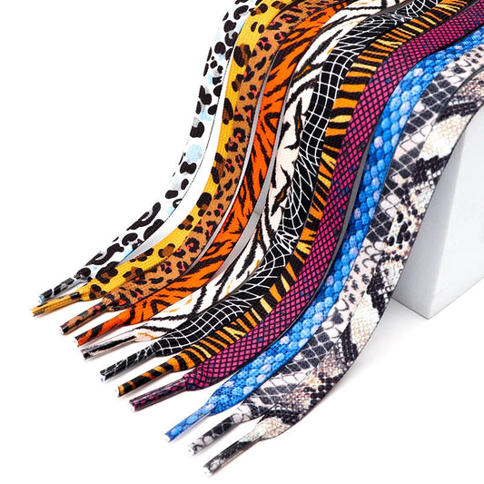 Tiermuster Schnürsenkel – Flache Modische Laces für Sneaker | Tiger-, Schlangen- & Leoparden-Print 120/140/160cm Kaufschwan®