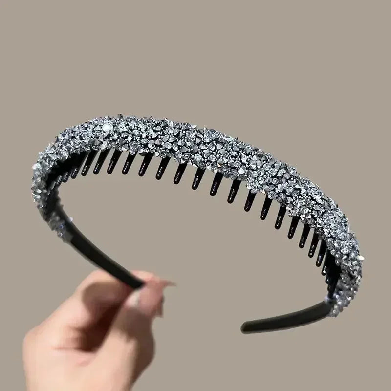 Eleganter Strass-Haarreif mit Antirutsch-Design – Kristall-Haarreif für Damen | Modisches Haaraccessoire Kaufschwan® Silber