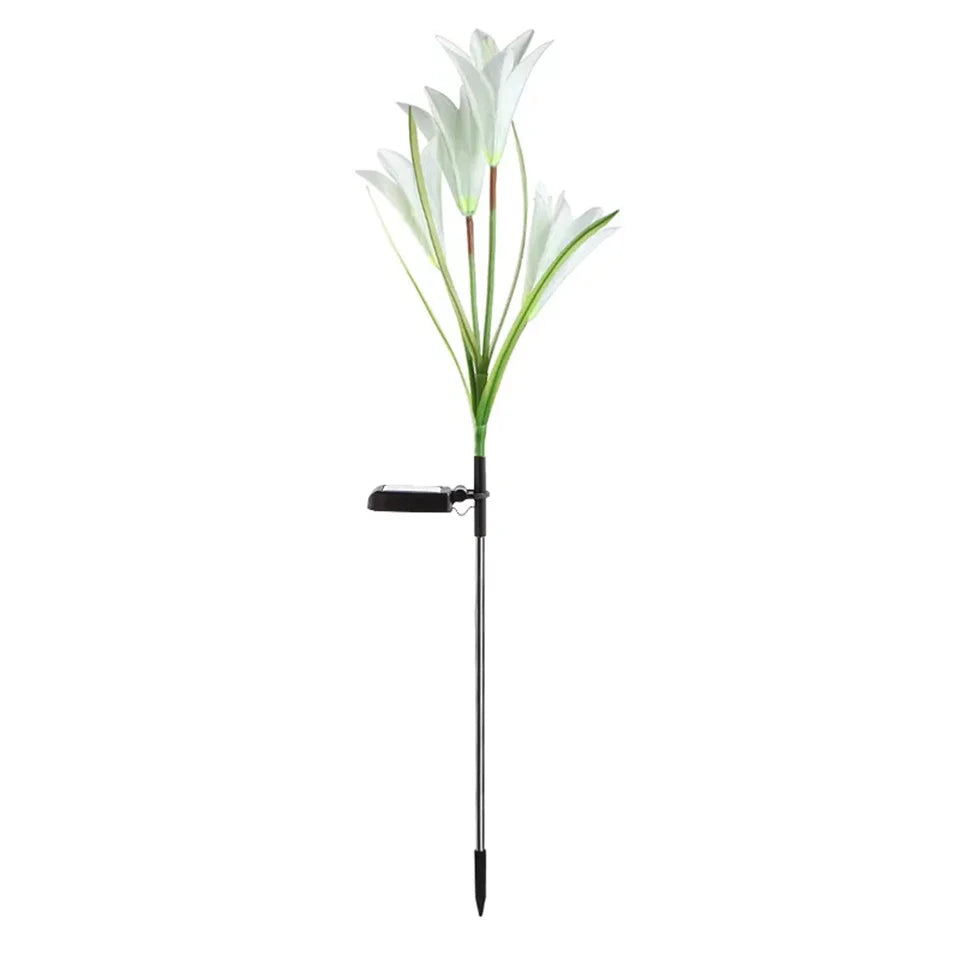 Solar Außen LED Blumenlichter – Lilienblumen Lampe mit 7 Farbwechsel-LEDs, Wasserdichte Garten- und Hofdekoration Kaufschwan® Weiß