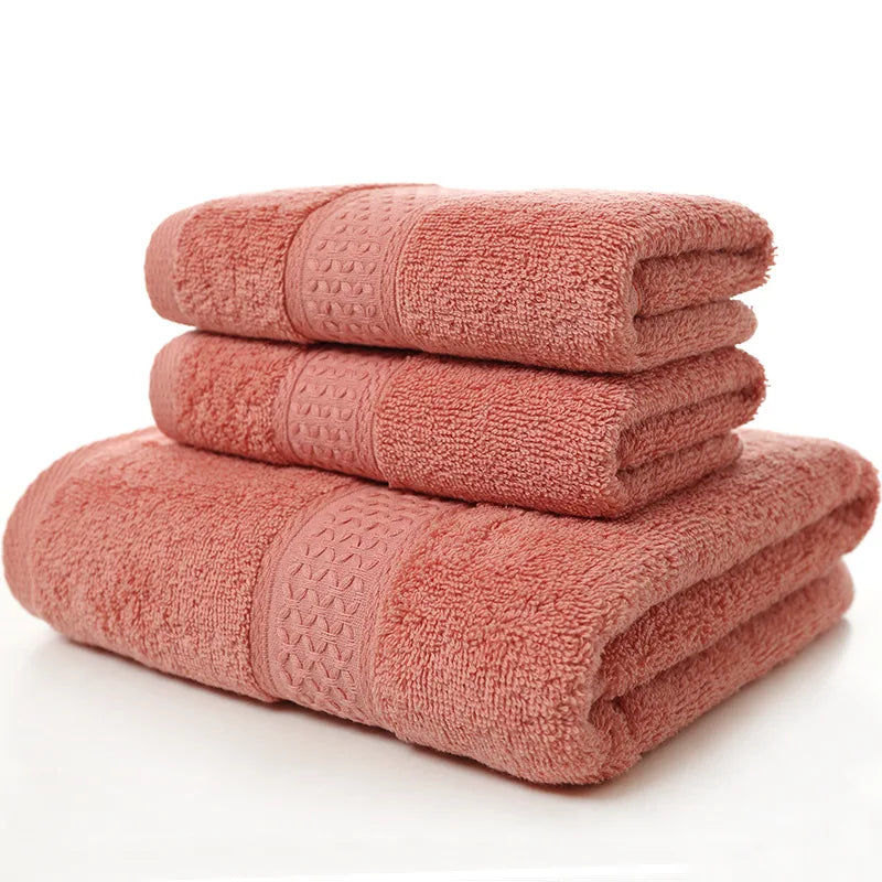6-teiliges / 3-teiliges Baumwoll Handtuch Set – Luxuriös Bestickt mit Spitze | Bade-, Hand- & Gesichtstücher in 17 Farben, Schnell Trocknend Kaufschwan® Rot 3 Stück