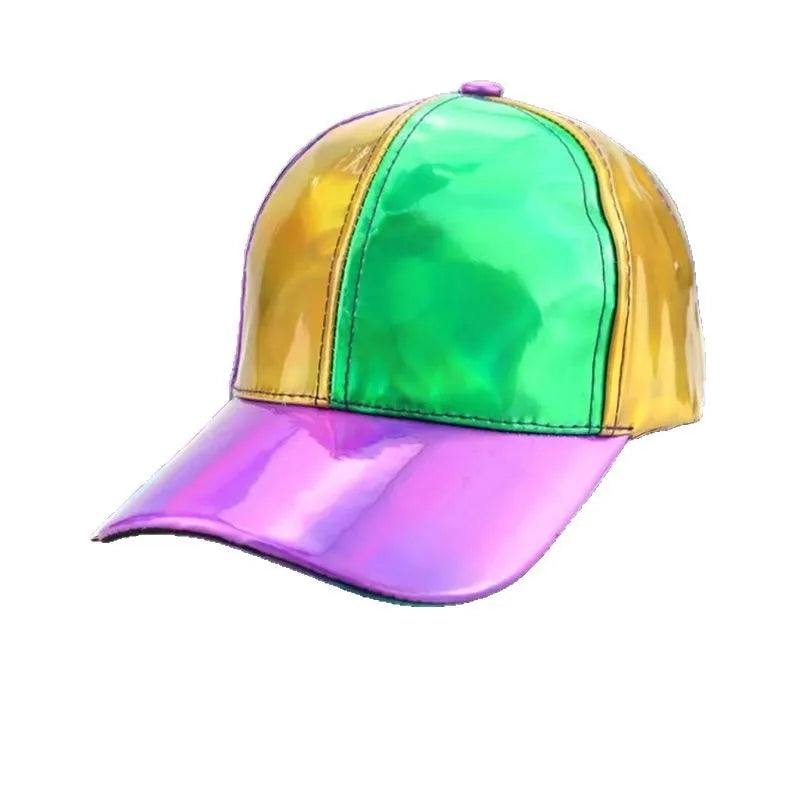 Unisex PU Rainbow Farbwechsel Baseballkappe | Fashion Erwachsenen Laser Hip Hop Kappe | Outdoor Freizeit Snapback Glänzende Party Kappe Kaufschwan® Farbabstimmung