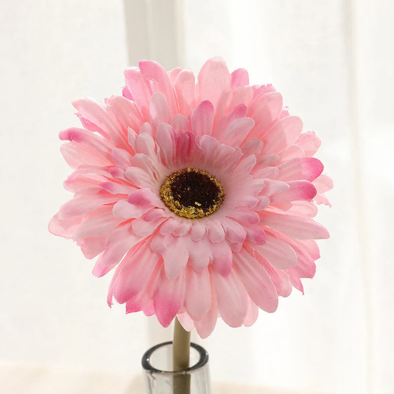 5/10 Stück Künstliche Seiden-Gerbera-Blütenköpfe – Realistische Margeriten für Hochzeit, Garten & Wohnraumdekoration Kaufschwan® Hellrosa 10 Stück
