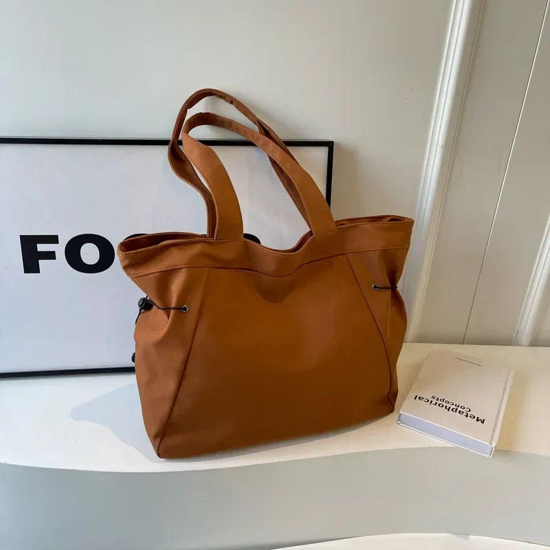 Casual Fashion Tote Bag mit Großer Kapazität – Damen Schultertasche für Reisen & Alltag | Ästhetische Handtasche mit Kordelzug