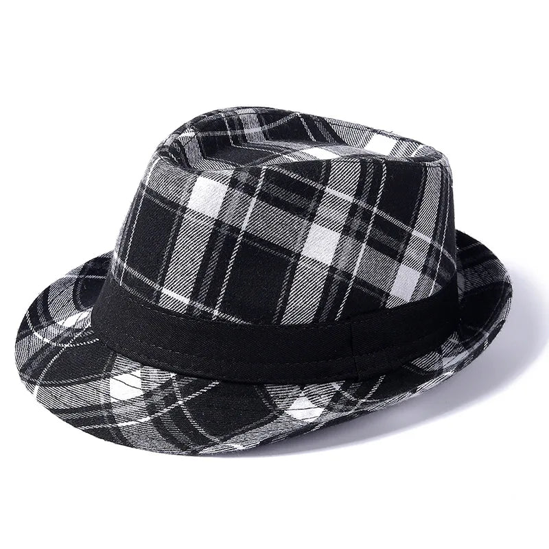 Britischer Hut – Europäischer & Amerikanischer Neuer Gentleman Hut, Herren Sonnenschutz Jazz Fedora & Bucket Hut Kaufschwan® Schwarz + Weiß