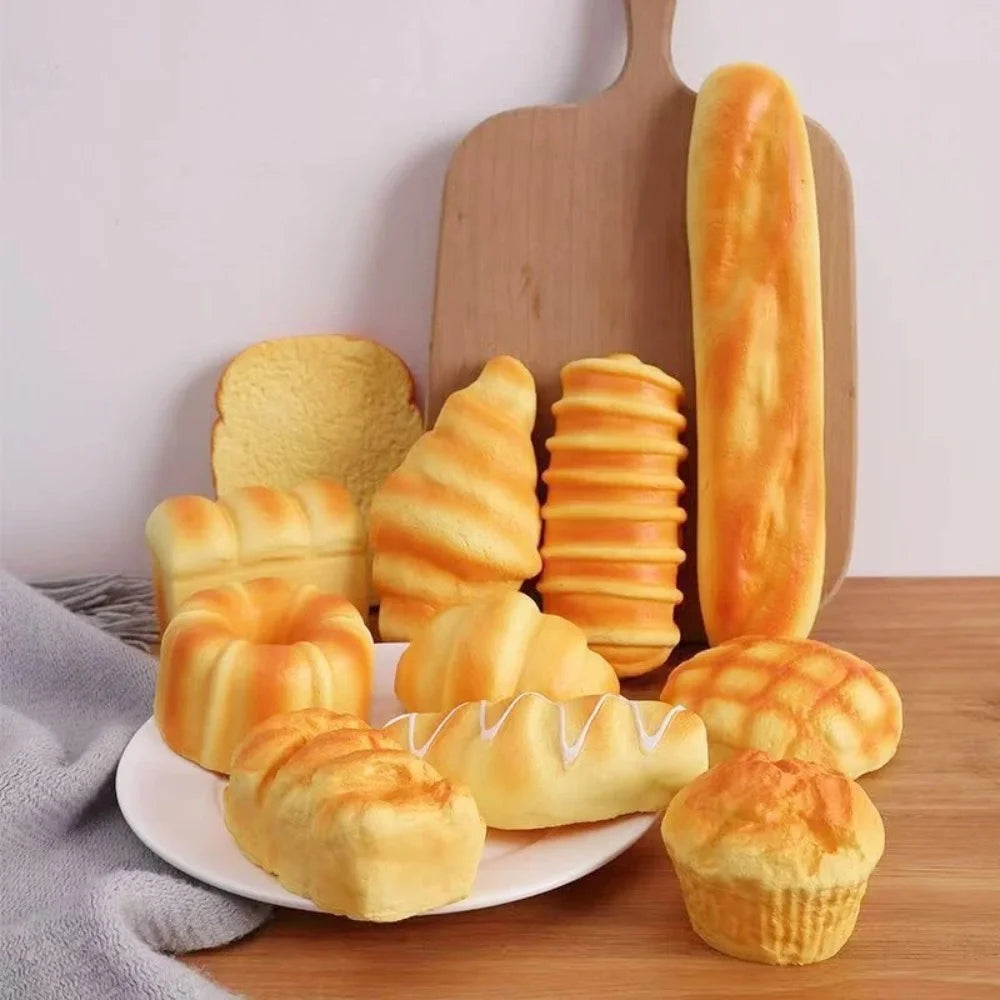 Squishy Lebensmittel-Simulationsspielzeug – Langsam Aufgehende Donut-, Croissant-, Brötchen-, Toastbrot-, Waffel- & Baguette-Knautschspielzeuge Kaufschwan®