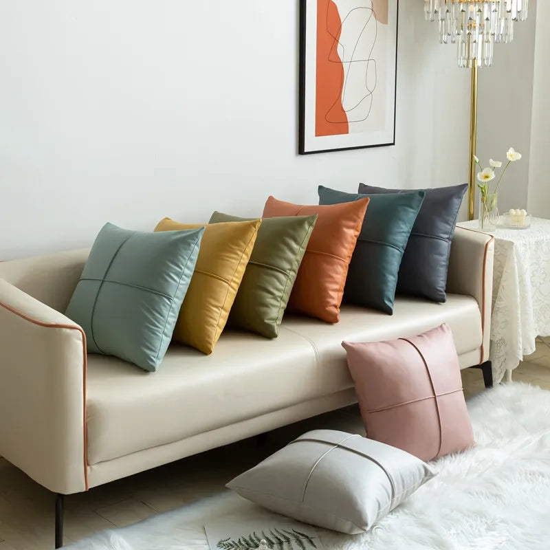 Luxus Kunstleder Dekokissen | Rechteckiges Sofakissen für Wohnzimmer Kaufschwan®