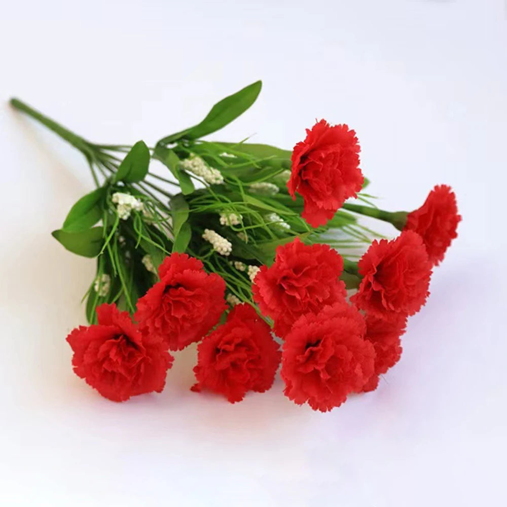 1 Strauß Künstliche Nelken – Realistischer Kunststoff-Blumenstrauß für Zuhause, Terrasse, Garten, Party & Hochzeitsdekoration Kaufschwan®