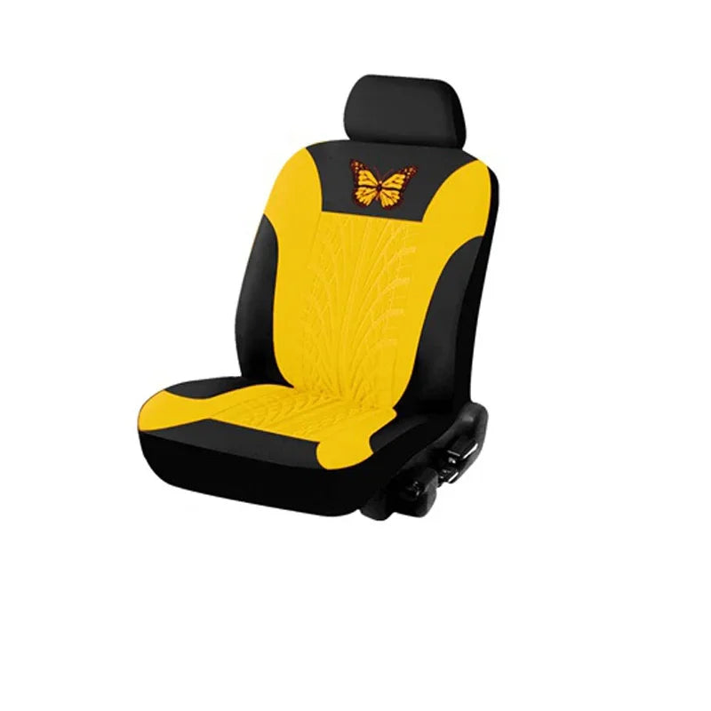 Universelles Autositzbezüge-Set – Vollständiges Set mit eleganter Schmetterlingsstickerei für Auto, SUV, Van & LKW Kaufschwan® Gelb (1 Sitz)