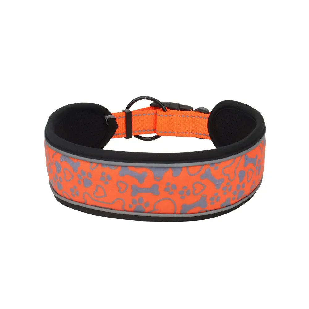 Breites Reflektierendes Weiches Hundehalsband Verstellbar Dick Strapazierfähig für Mittel Große Hunde Kaufschwan® Orange S
