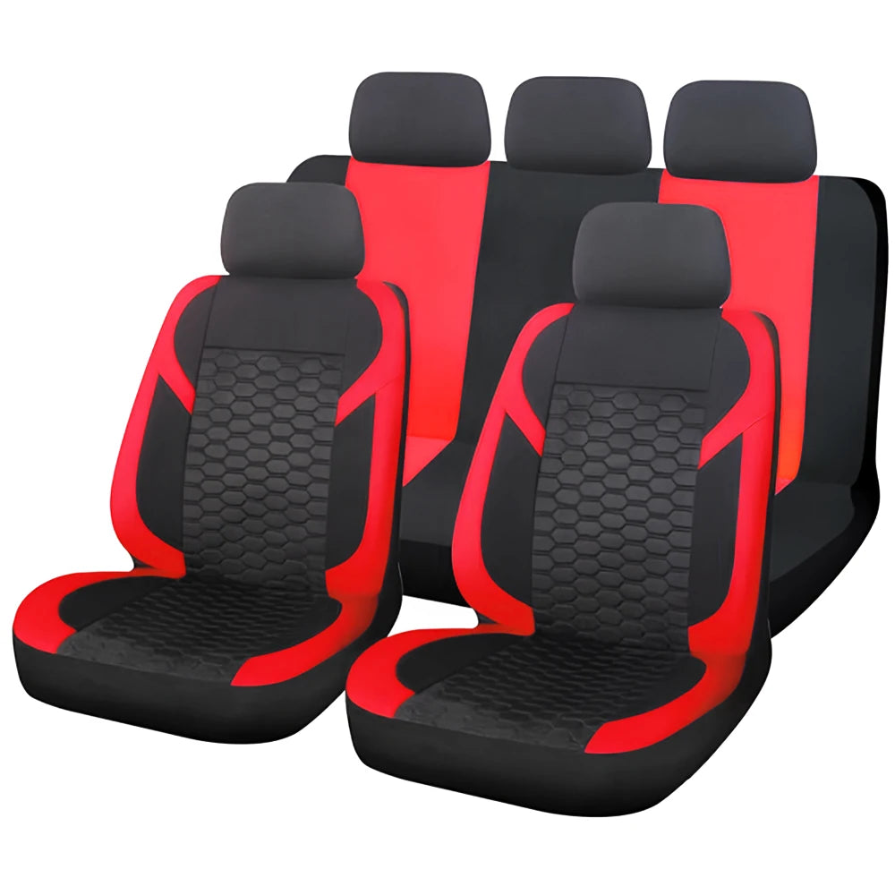 Universelle Autositzbezüge – Atmungsaktives Polyester mit Wabenmuster für Auto, SUV, Van & LKW Kaufschwan® Rot