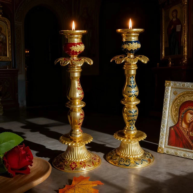 Orthodoxer Kerzenhalter – Handgefertigter Komposit Kerzenständer für Zuhause, Villa, Wohnzimmer & Party Dekoration Kaufschwan®