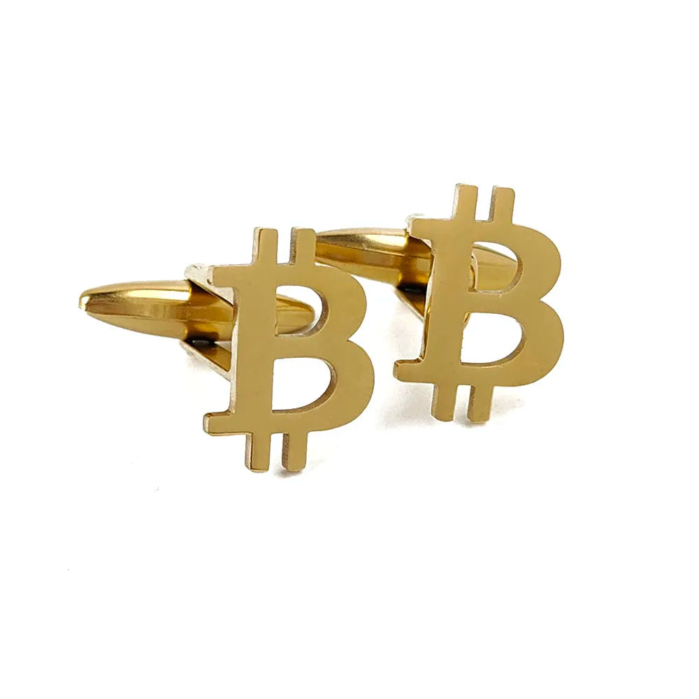 Edelstahl Manschettenknöpfe – Bitcoin Symbol Design | Modische Reversnadel & Geschenk für Freunde Kaufschwan®