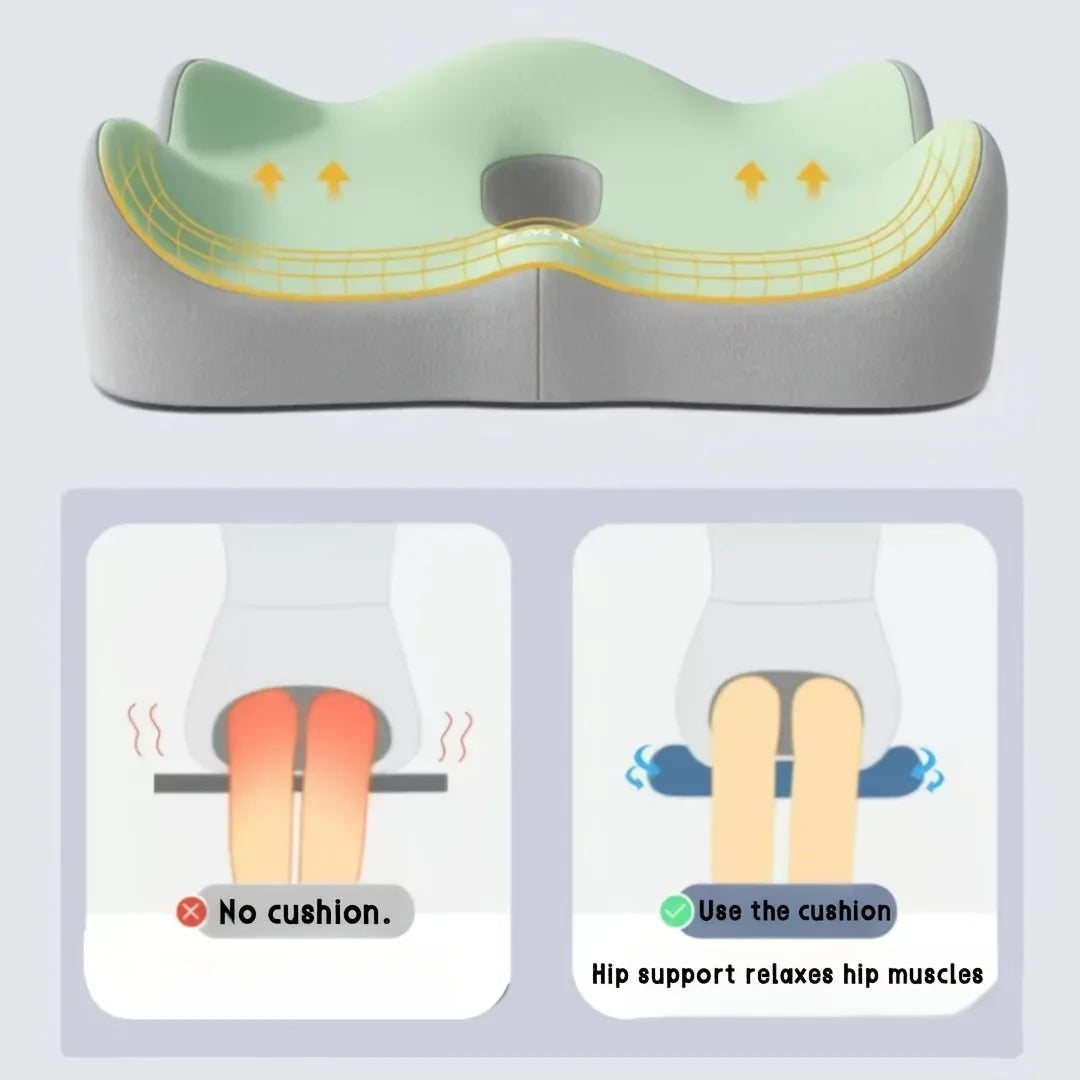 Memory Foam Sitzkissen | 3D Ergonomische Unterstützung | Waschbarer Bezug für Auto & Büro Kaufschwan®