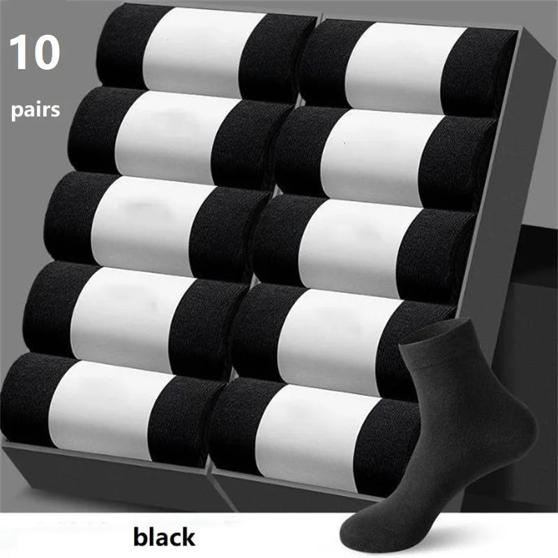 Herren Baumwoll-Mischung Schwarze Businesssocken | Weiche Atmungsaktive Socken für Sommer & Winter | Plus Size Verfügbar | 1/5/10 Paare Kaufschwan® 10 Paare Schwarz