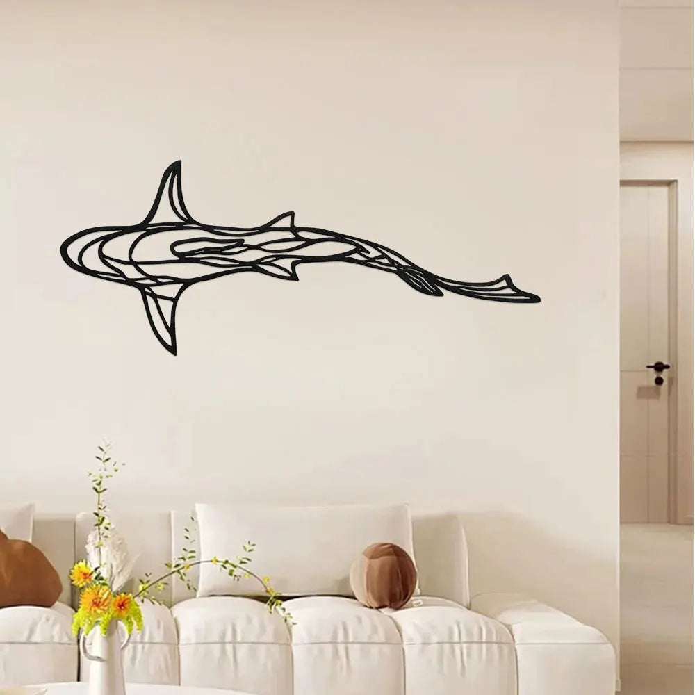 Metall Hai Wanddekoration – Minimalistische Hai Linienkunst Kaufschwan®
