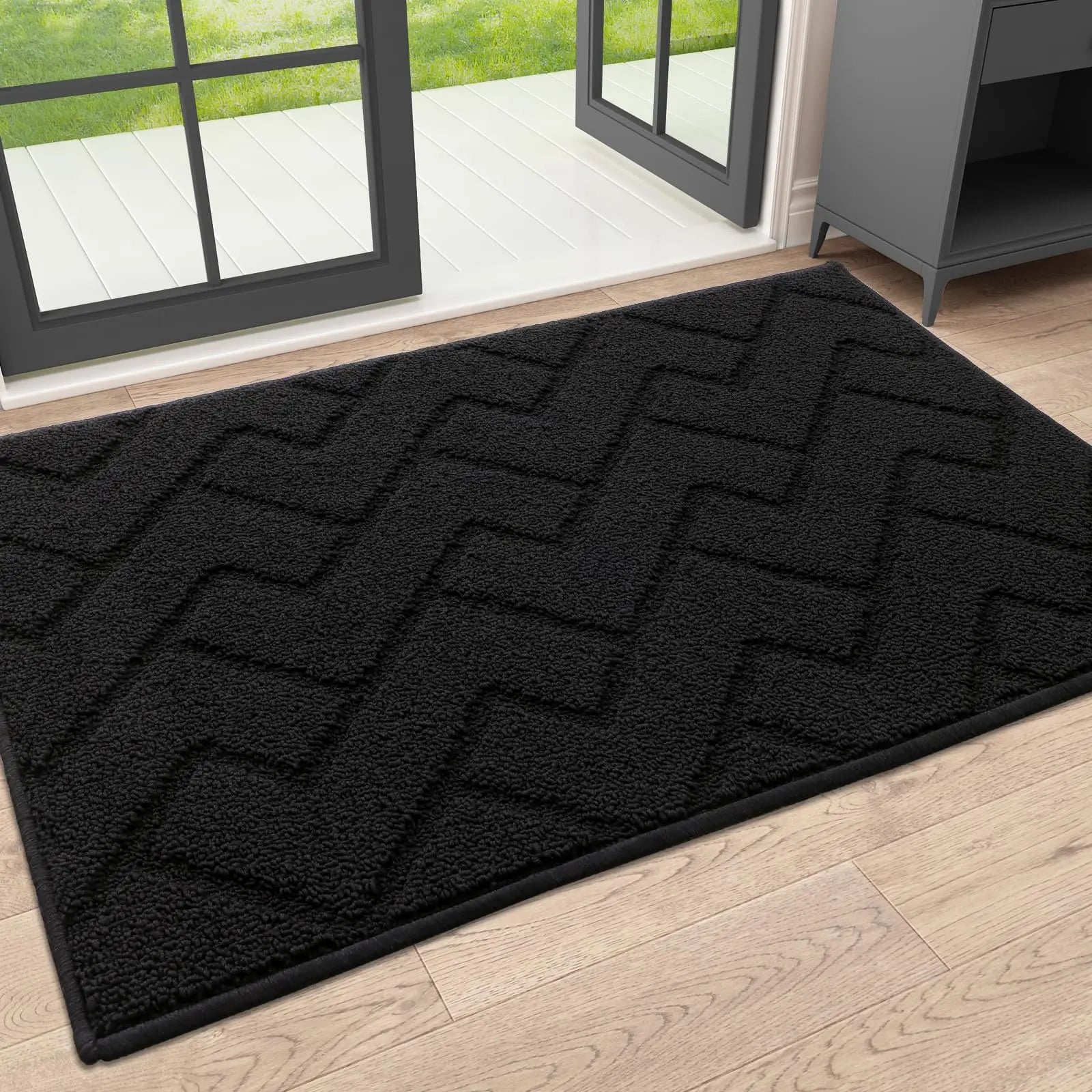 Rutschfeste Türmatte – Wasserdichte & Schmutzabweisende Küchenmatte für Innenbereiche Kaufschwan® Schwarz 43X76cm