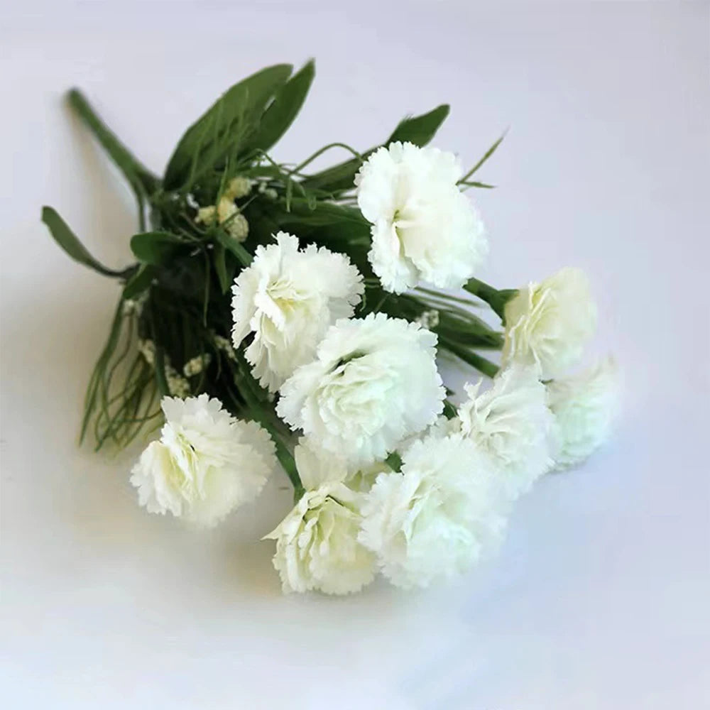 1 Strauß Künstliche Nelken – Realistischer Kunststoff-Blumenstrauß für Zuhause, Terrasse, Garten, Party & Hochzeitsdekoration Kaufschwan®