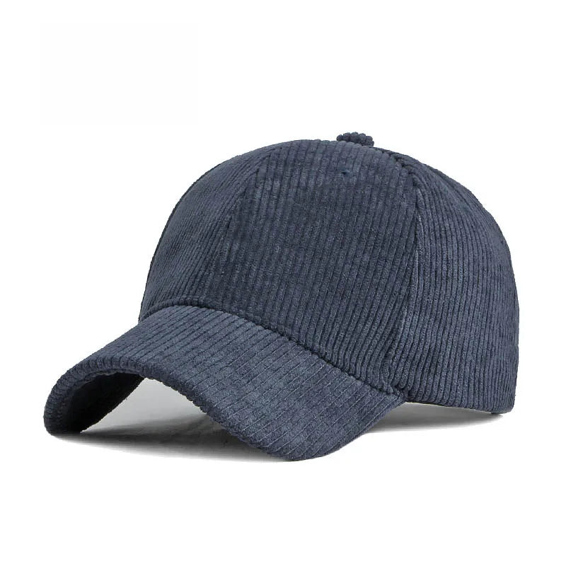 Corduroy Baseballkappe | Damen & Herren Baumwolle Einfarbige Sonnenkappe | Herbst Warm Hip Hop Snapback Anglerhut Kaufschwan® Marine