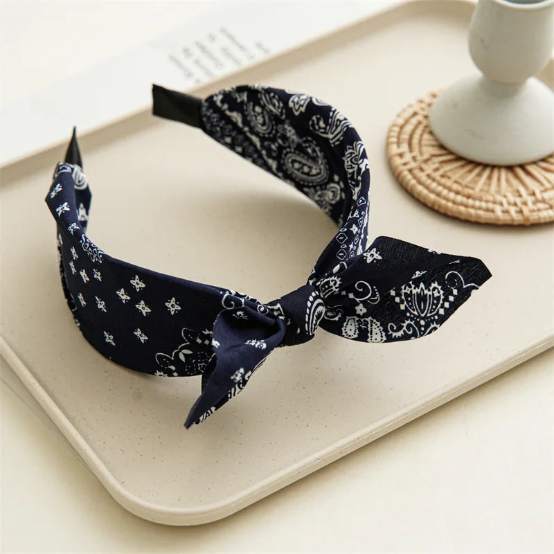Bandana Haarreif mit Schleife – Geknotetes Turban-Haarreif für Damen & Mädchen Kaufschwan® Marineblau